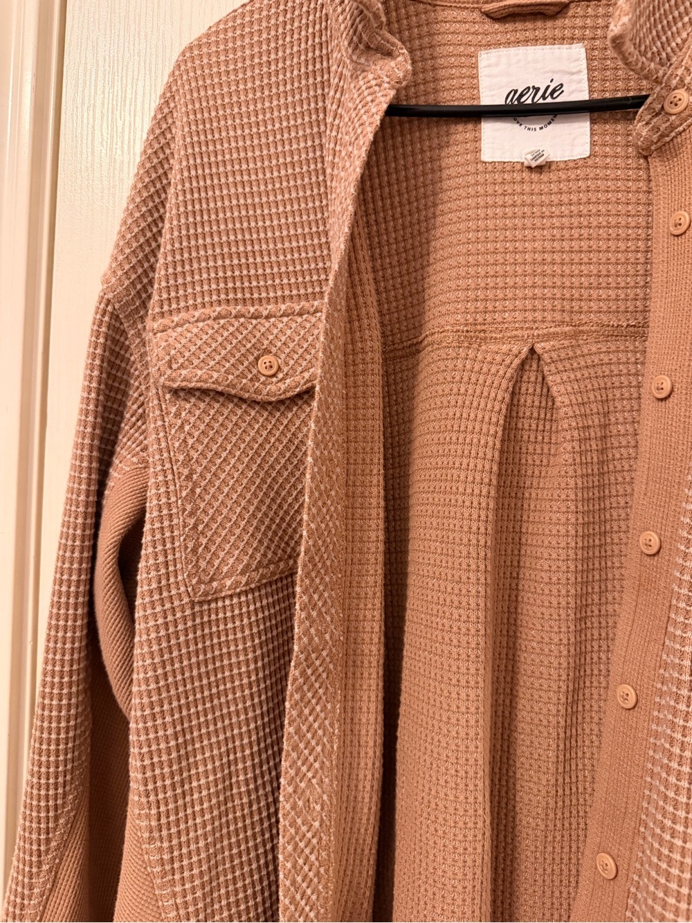 aerie Tan Waffle-Knit Shirt - Picture 3 of 7